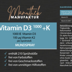 Vitamin D3 1000 + Vitamin K2 100 Manuthek GmbH & Co. KG